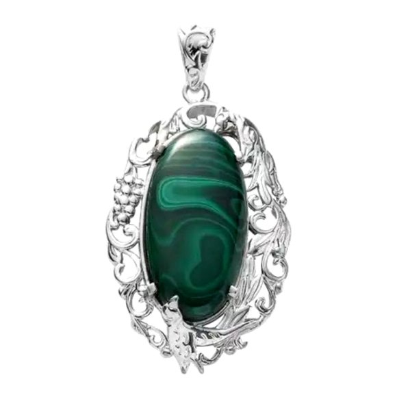 African Malachite Gemstone Pendant - Picture 5 of 5